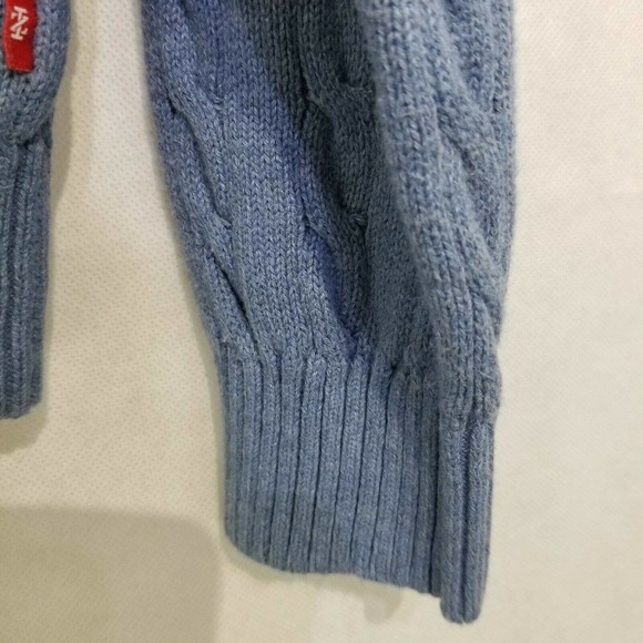 Izod Mens Blue Cable Knit 1/4 Zip Pullover Sweater M - Picture 7 of 11